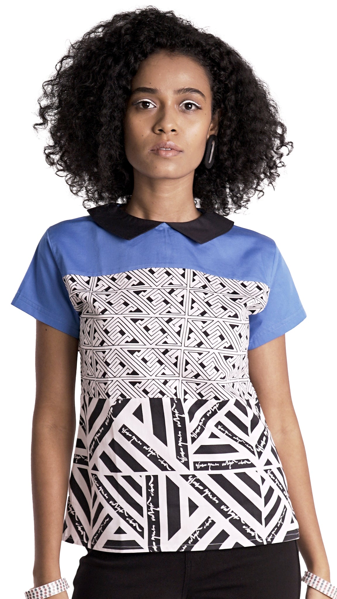 Vino Supraja Keetru Top - Black White Blue