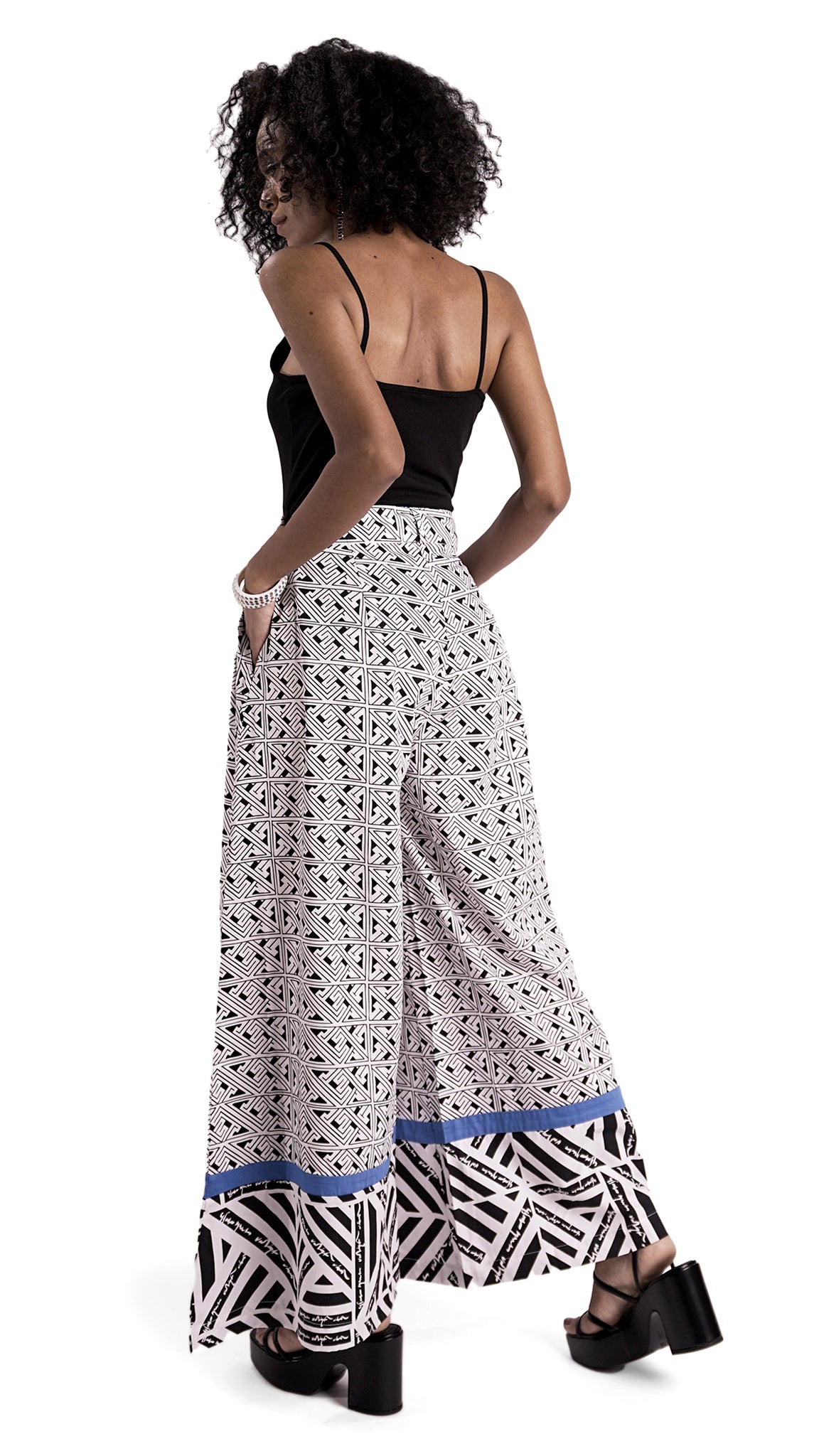 Vino Supraja Keetru Palazzos - Black White Blue