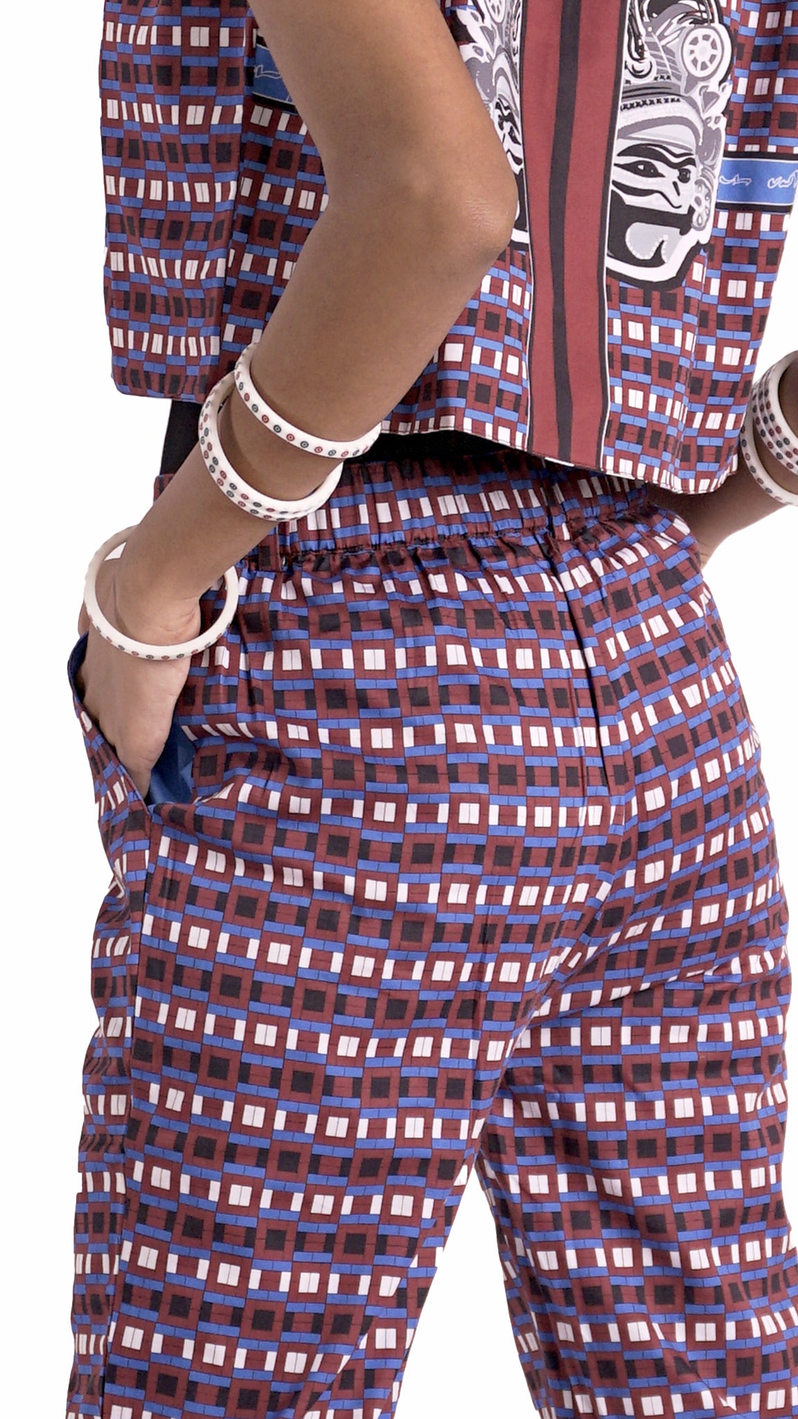 Vino Supraja Kalai Pants - Blue Red White Black