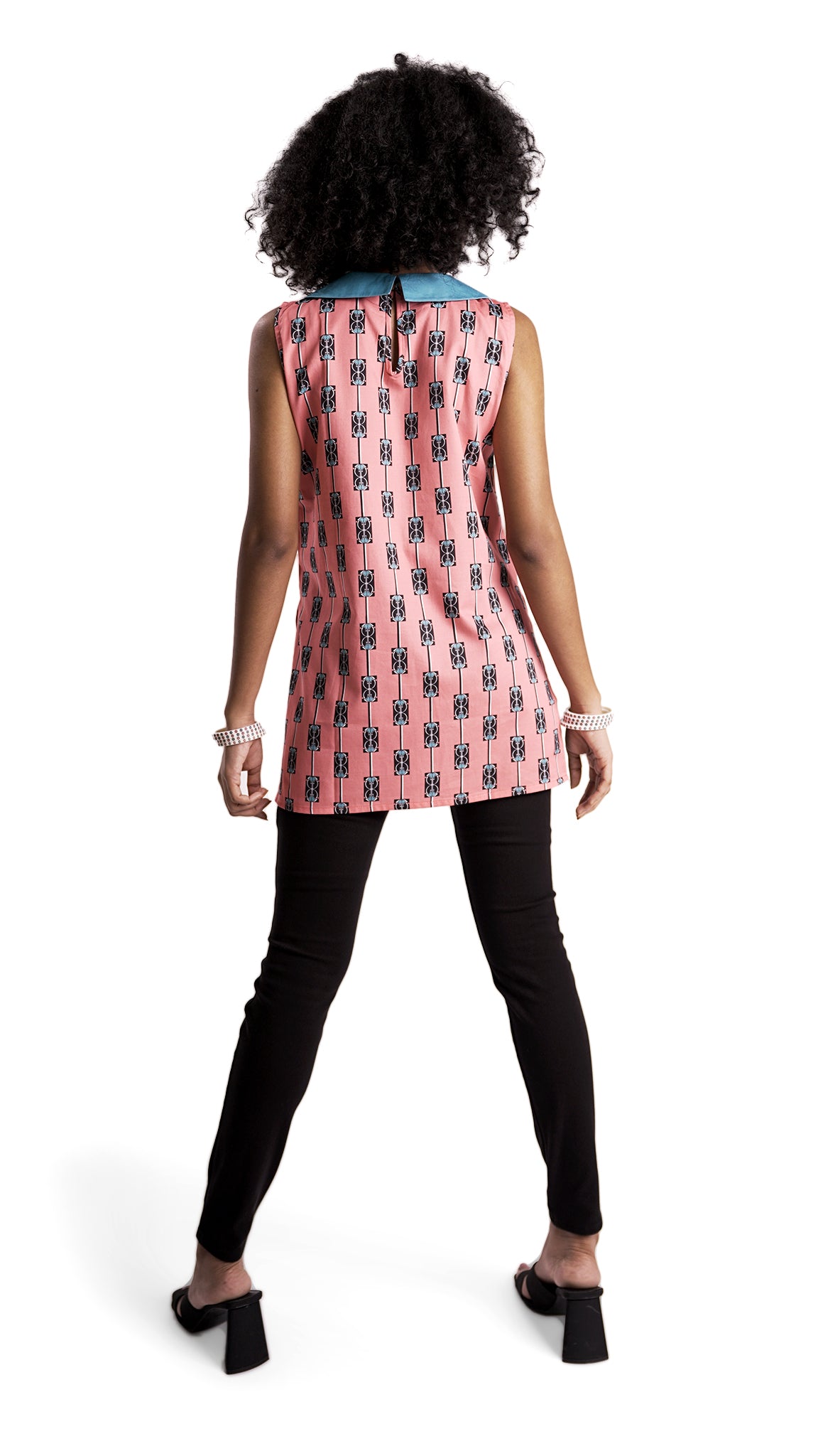 Vino Supraja Nadagam Tunic - Peach Teal Blue
