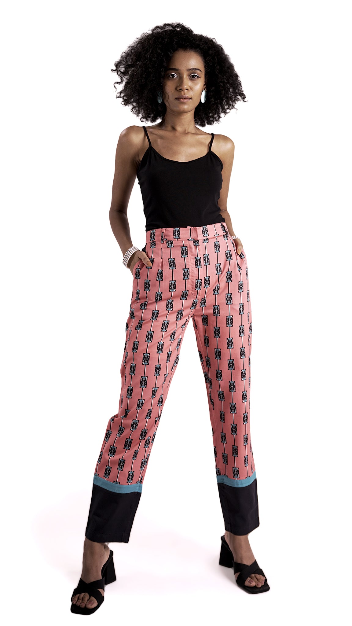 Vino Supraja Nadagam Pants - Peach Teal Black