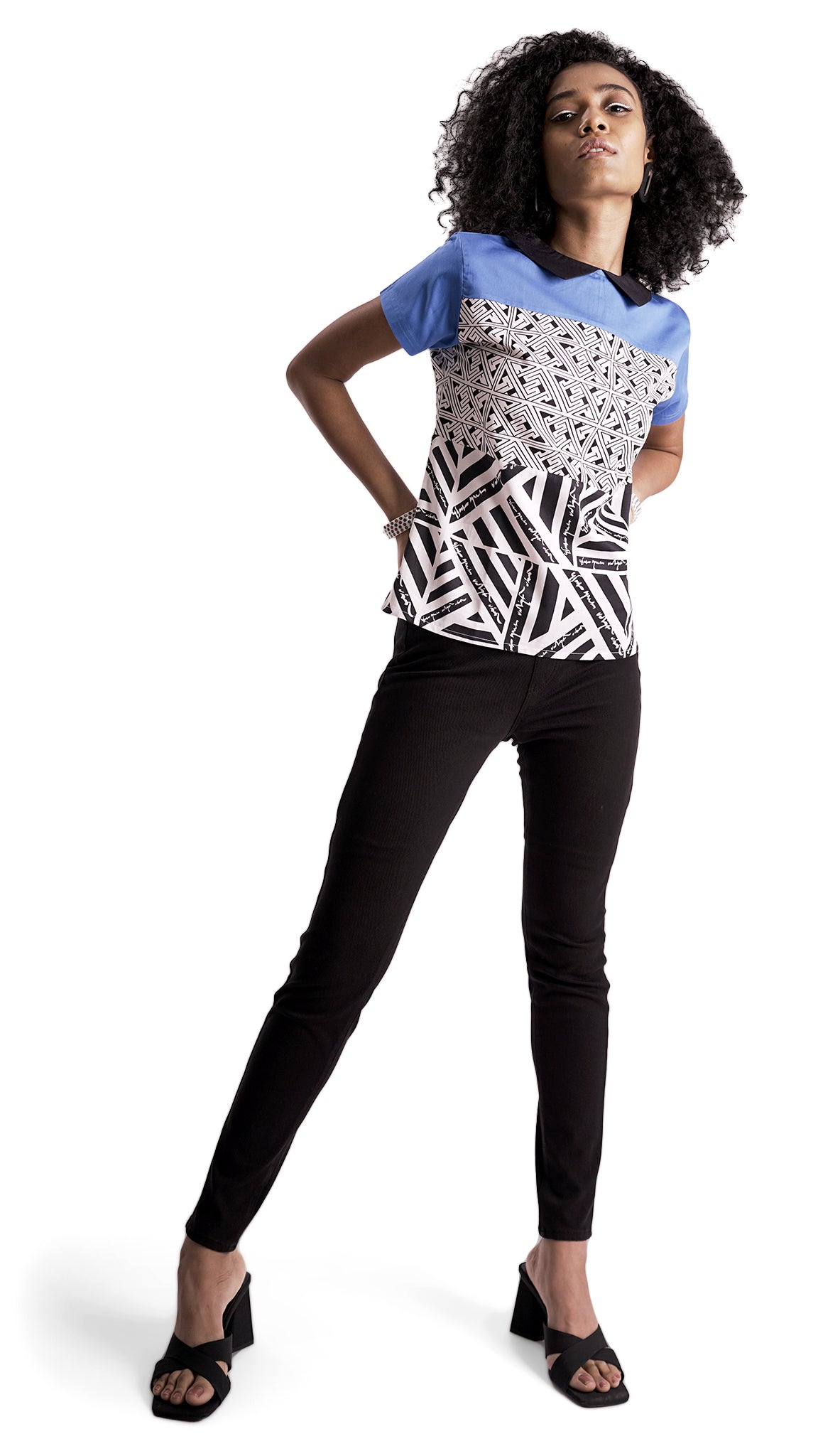 Vino Supraja Keetru Top - Black White Blue