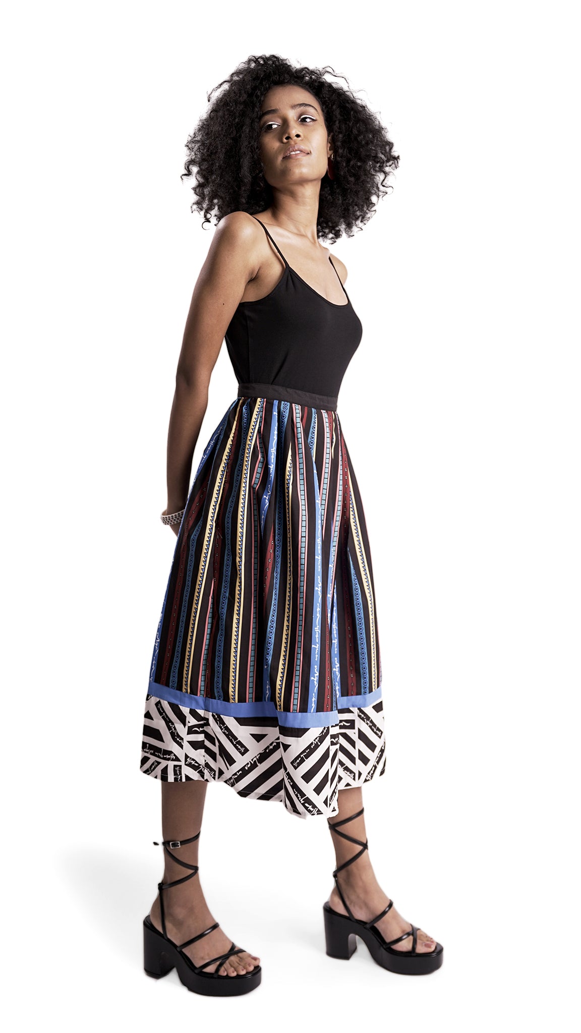 Vino Supraja Vizha Skirt - Black White Multicolour