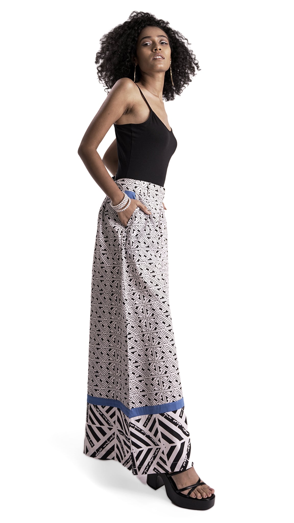 Vino Supraja Keetru Palazzos - Black White Blue