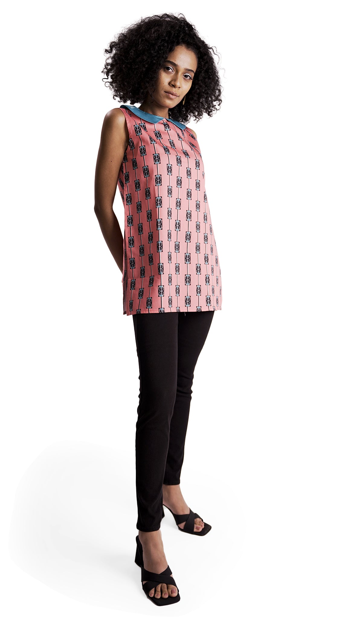 Vino Supraja Nadagam Tunic - Peach Teal Blue