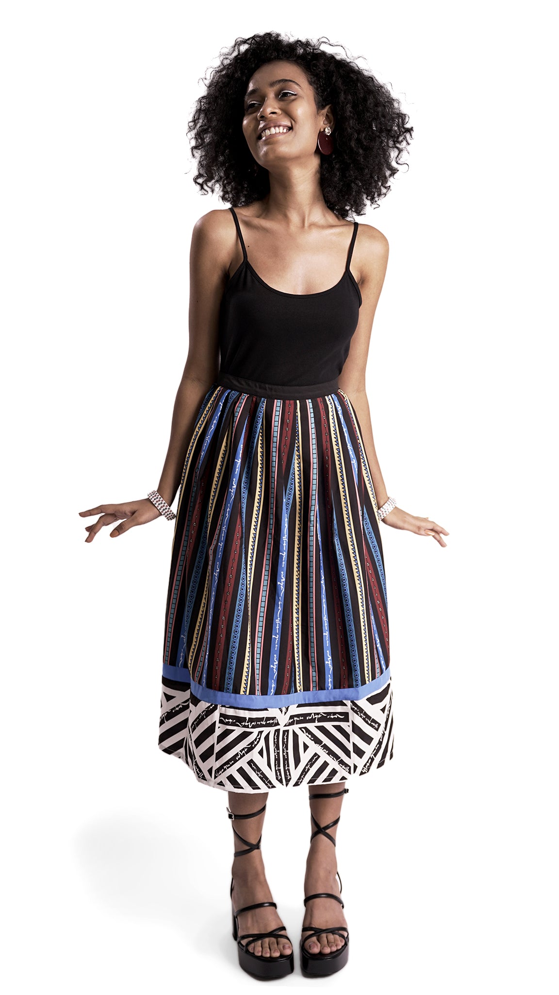 Vino Supraja Vizha Skirt - Black White Multicolour