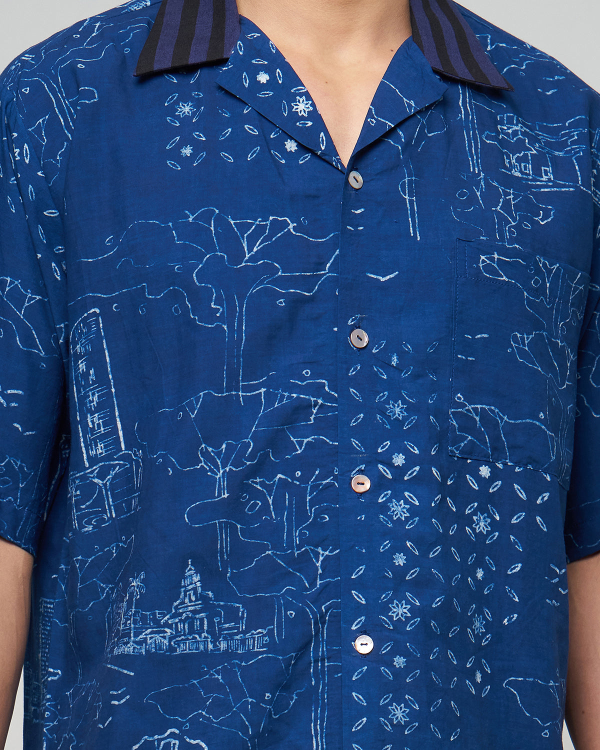 Nyana OekoTex Orchard Road Batik Camp shirt