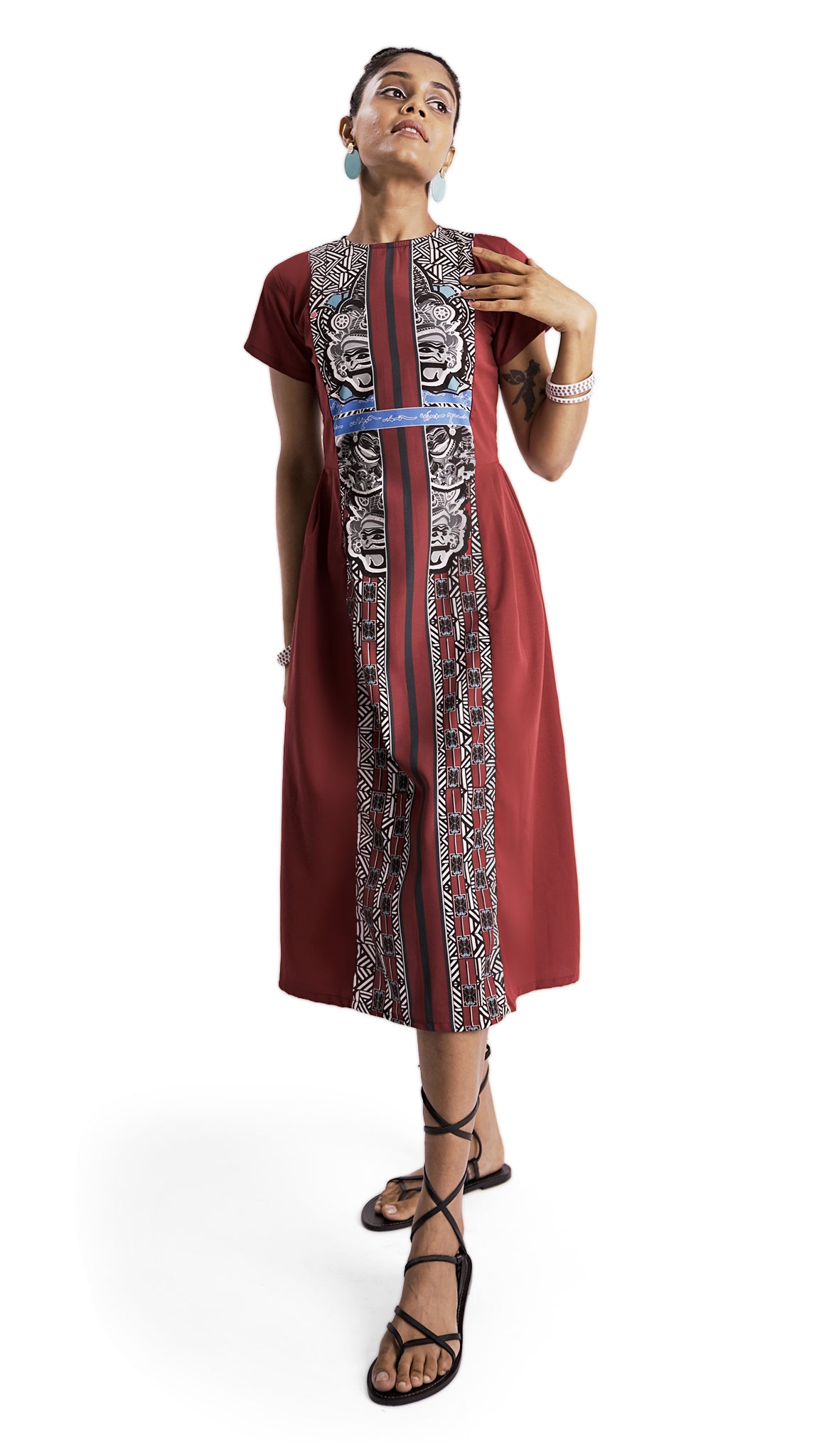 Vino Supraja Purisai Signature Dress - Red Black White