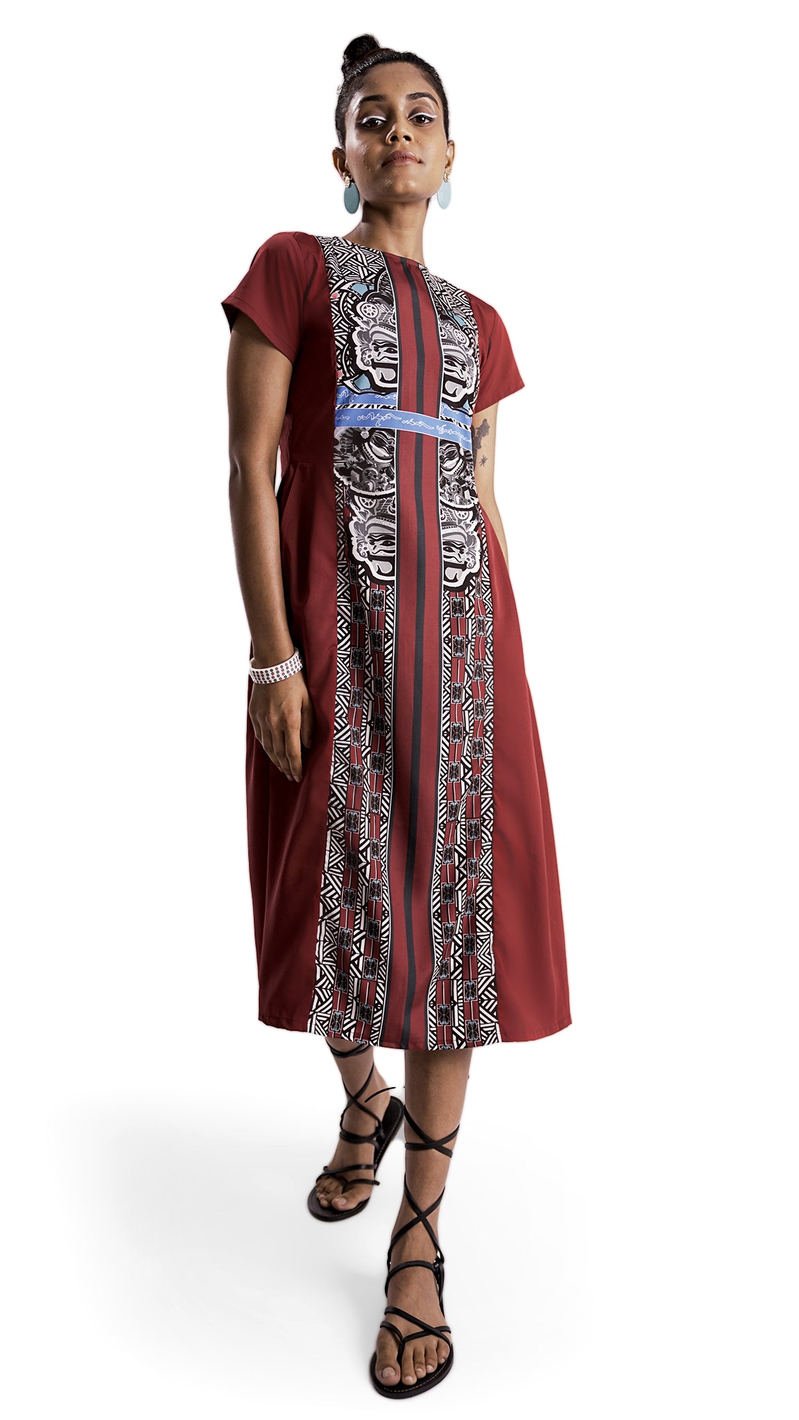 Vino Supraja Purisai Signature Dress - Red Black White