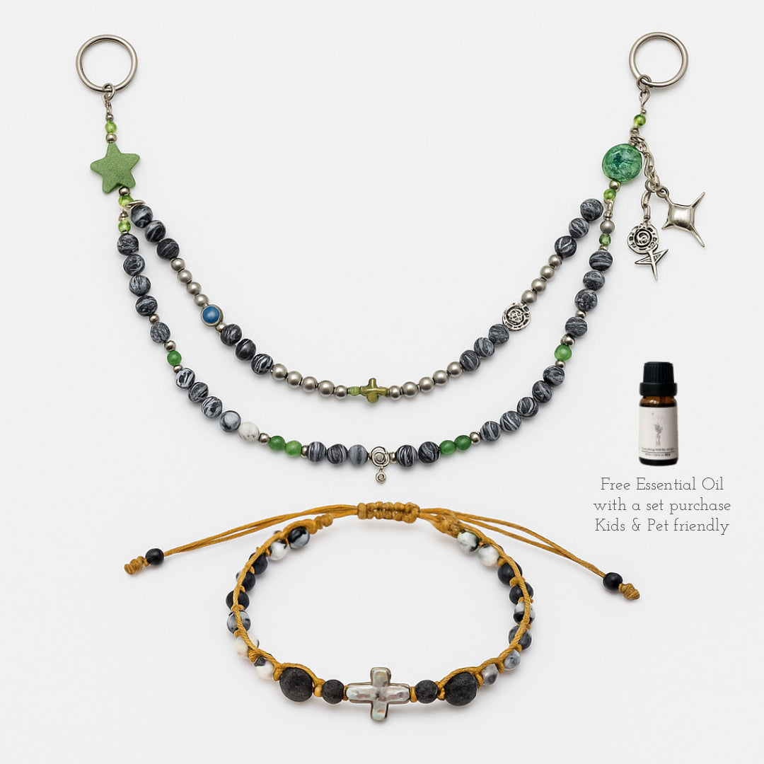 Diffuser Bracelets and Bag Charm Black Lava - Circa Beads Christmas Specials