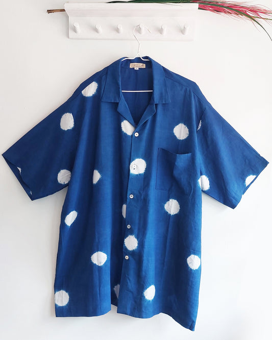 Nyana Tie Dye Camp Shirt Indigofera